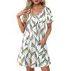 imageOFEEFAN Summer Dresses for Women 2025 Loose V Neck Short Sleeve Casual T Shirt Dress Sundresses Swimsuit Coverup with PocketsFloral 01