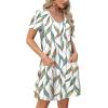 imageOFEEFAN Summer Dresses for Women 2025 Loose V Neck Short Sleeve Casual T Shirt Dress Sundresses Swimsuit Coverup with PocketsFloral 01