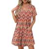 imageOFEEFAN Summer Dresses for Women 2025 Loose V Neck Short Sleeve Casual T Shirt Dress Sundresses Swimsuit Coverup with PocketsFloral 02