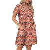 imageOFEEFAN Summer Dresses for Women 2025 Loose V Neck Short Sleeve Casual T Shirt Dress Sundresses Swimsuit Coverup with PocketsFloral 02