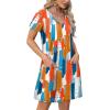 imageOFEEFAN Summer Dresses for Women 2025 Loose V Neck Short Sleeve Casual T Shirt Dress Sundresses Swimsuit Coverup with PocketsFloral 03