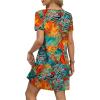 imageOFEEFAN Summer Dresses for Women 2025 Loose V Neck Short Sleeve Casual T Shirt Dress Sundresses Swimsuit Coverup with PocketsFloral 04