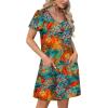 imageOFEEFAN Summer Dresses for Women 2025 Loose V Neck Short Sleeve Casual T Shirt Dress Sundresses Swimsuit Coverup with PocketsFloral 04