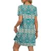 imageOFEEFAN Summer Dresses for Women 2025 Loose V Neck Short Sleeve Casual T Shirt Dress Sundresses Swimsuit Coverup with PocketsFloral 05