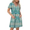 imageOFEEFAN Summer Dresses for Women 2025 Loose V Neck Short Sleeve Casual T Shirt Dress Sundresses Swimsuit Coverup with PocketsFloral 05