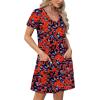 imageOFEEFAN Summer Dresses for Women 2025 Loose V Neck Short Sleeve Casual T Shirt Dress Sundresses Swimsuit Coverup with PocketsFloral 06