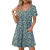 imageOFEEFAN Summer Dresses for Women 2025 Loose V Neck Short Sleeve Casual T Shirt Dress Sundresses Swimsuit Coverup with PocketsFloral 07