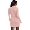 imageOFEEFAN Womens Fall Long Sleeve Mock Neck Dress Basic Party Club Bodycon Mini DressesApricotpink