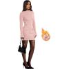 imageOFEEFAN Womens Fall Long Sleeve Mock Neck Dress Basic Party Club Bodycon Mini DressesApricotpink