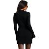 imageOFEEFAN Womens Fall Long Sleeve Mock Neck Dress Basic Party Club Bodycon Mini DressesBlack