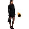 imageOFEEFAN Womens Fall Long Sleeve Mock Neck Dress Basic Party Club Bodycon Mini DressesBlack