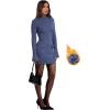 imageOFEEFAN Womens Fall Long Sleeve Mock Neck Dress Basic Party Club Bodycon Mini DressesBlue