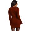 imageOFEEFAN Womens Fall Long Sleeve Mock Neck Dress Basic Party Club Bodycon Mini DressesCaramel