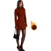 imageOFEEFAN Womens Fall Long Sleeve Mock Neck Dress Basic Party Club Bodycon Mini DressesCaramel