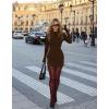 imageOFEEFAN Womens Fall Long Sleeve Mock Neck Dress Basic Party Club Bodycon Mini DressesCoffeebrown