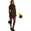 imageOFEEFAN Womens Fall Long Sleeve Mock Neck Dress Basic Party Club Bodycon Mini DressesCoffeebrown