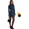 imageOFEEFAN Womens Fall Long Sleeve Mock Neck Dress Basic Party Club Bodycon Mini DressesDarkgreyblue