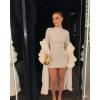imageOFEEFAN Womens Fall Long Sleeve Mock Neck Dress Basic Party Club Bodycon Mini DressesKhaki