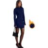 imageOFEEFAN Womens Fall Long Sleeve Mock Neck Dress Basic Party Club Bodycon Mini DressesNavy