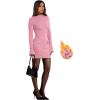 imageOFEEFAN Womens Fall Long Sleeve Mock Neck Dress Basic Party Club Bodycon Mini DressesPink