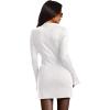 imageOFEEFAN Womens Fall Long Sleeve Mock Neck Dress Basic Party Club Bodycon Mini DressesWhite