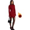 imageOFEEFAN Womens Fall Long Sleeve Mock Neck Dress Basic Party Club Bodycon Mini DressesWine