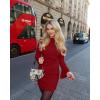 imageOFEEFAN Womens Fall Long Sleeve Mock Neck Dress Basic Party Club Bodycon Mini DressesWine