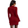 imageOFEEFAN Womens Fall Long Sleeve Mock Neck Dress Basic Party Club Bodycon Mini DressesWine