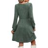 imageOFEEFAN Womens Knit Sweater Dress with Pockets Square Neck Long Sleeve Dresses01green