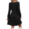 imageOFEEFAN Womens Knit Sweater Dress with Pockets Square Neck Long Sleeve Dresses03black