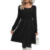 imageOFEEFAN Womens Knit Sweater Dress with Pockets Square Neck Long Sleeve Dresses03black