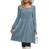 imageOFEEFAN Womens Knit Sweater Dress with Pockets Square Neck Long Sleeve Dresses04blue