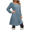 imageOFEEFAN Womens Knit Sweater Dress with Pockets Square Neck Long Sleeve Dresses04blue