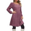 imageOFEEFAN Womens Knit Sweater Dress with Pockets Square Neck Long Sleeve Dresses05purple