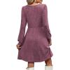 imageOFEEFAN Womens Knit Sweater Dress with Pockets Square Neck Long Sleeve Dresses05purple