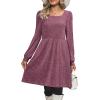 imageOFEEFAN Womens Knit Sweater Dress with Pockets Square Neck Long Sleeve Dresses05purple