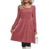 imageOFEEFAN Womens Knit Sweater Dress with Pockets Square Neck Long Sleeve Dresses06red