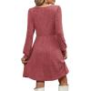 imageOFEEFAN Womens Knit Sweater Dress with Pockets Square Neck Long Sleeve Dresses06red