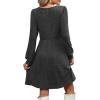 imageOFEEFAN Womens Knit Sweater Dress with Pockets Square Neck Long Sleeve Dresses07deep Grey