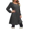 imageOFEEFAN Womens Knit Sweater Dress with Pockets Square Neck Long Sleeve Dresses07deep Grey