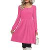 imageOFEEFAN Womens Knit Sweater Dress with Pockets Square Neck Long Sleeve Dresses08rose Pink