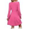 imageOFEEFAN Womens Knit Sweater Dress with Pockets Square Neck Long Sleeve Dresses08rose Pink