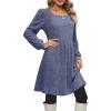 imageOFEEFAN Womens Knit Sweater Dress with Pockets Square Neck Long Sleeve Dresses10navy Blue