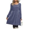 imageOFEEFAN Womens Knit Sweater Dress with Pockets Square Neck Long Sleeve Dresses10navy Blue