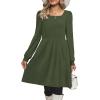 imageOFEEFAN Womens Knit Sweater Dress with Pockets Square Neck Long Sleeve Dresses11army Green