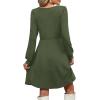 imageOFEEFAN Womens Knit Sweater Dress with Pockets Square Neck Long Sleeve Dresses11army Green