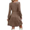 imageOFEEFAN Womens Knit Sweater Dress with Pockets Square Neck Long Sleeve Dresses13coffee