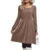 imageOFEEFAN Womens Knit Sweater Dress with Pockets Square Neck Long Sleeve Dresses13coffee