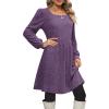 imageOFEEFAN Womens Knit Sweater Dress with Pockets Square Neck Long Sleeve Dresses14dark Purple