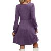 imageOFEEFAN Womens Knit Sweater Dress with Pockets Square Neck Long Sleeve Dresses14dark Purple